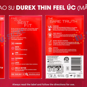 [Mẫu mới] Bao cao su Durex Thin Feel Úc siêu mỏng hộp 30 chiếc