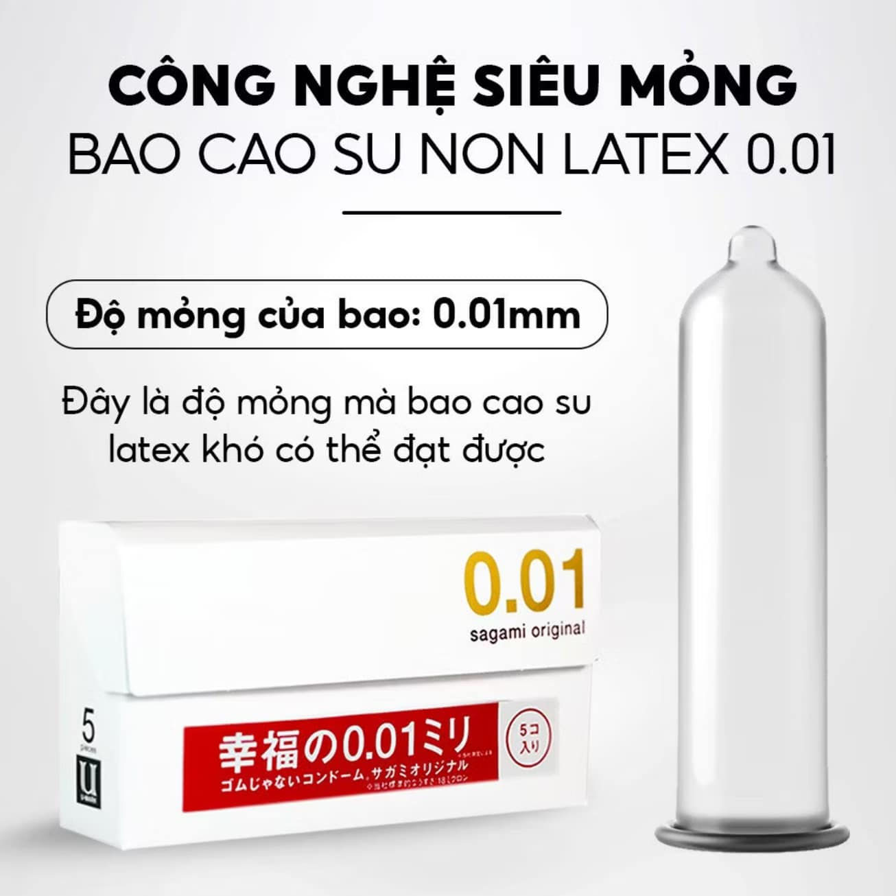 Bao cao su siêu mỏng Sagami Original 0.01 - Mỏng nhất thế giới | eustore.com.vn