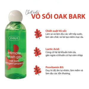 Dung dịch vệ sinh Ziaja Intimate Wash Gel 200ml vỏ sồi chính hãng