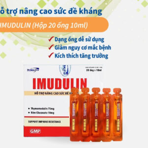 Công dụng của Imudulin hộp 20 ống - Tăng sức đề kháng, phòng các bệnh về hô hấp | eustore.com.vn