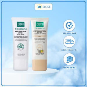 Kem chống nắng MartiDerm Proteos Screen SPF 50+ Fluid Cream bản nâng tone & không màu
