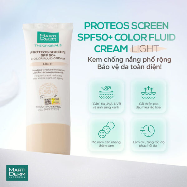 Kem chống nắng Martiderm The Originals SPF50+ Color Fluid Cream Light nâng tone | eustore.com.vn