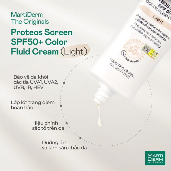 Kem chống nắng Martiderm The Originals SPF50+ Color Fluid Cream Light nâng tone | eustore.com.vn
