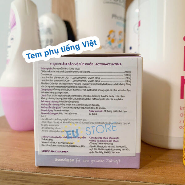 [Tem phụ tiếng Việt] Men vi sinh Lactobact Intima cân bằng hệ vi sinh vùng kín, ngăn ngừa bệnh phụ khoa | eustore.com.vn