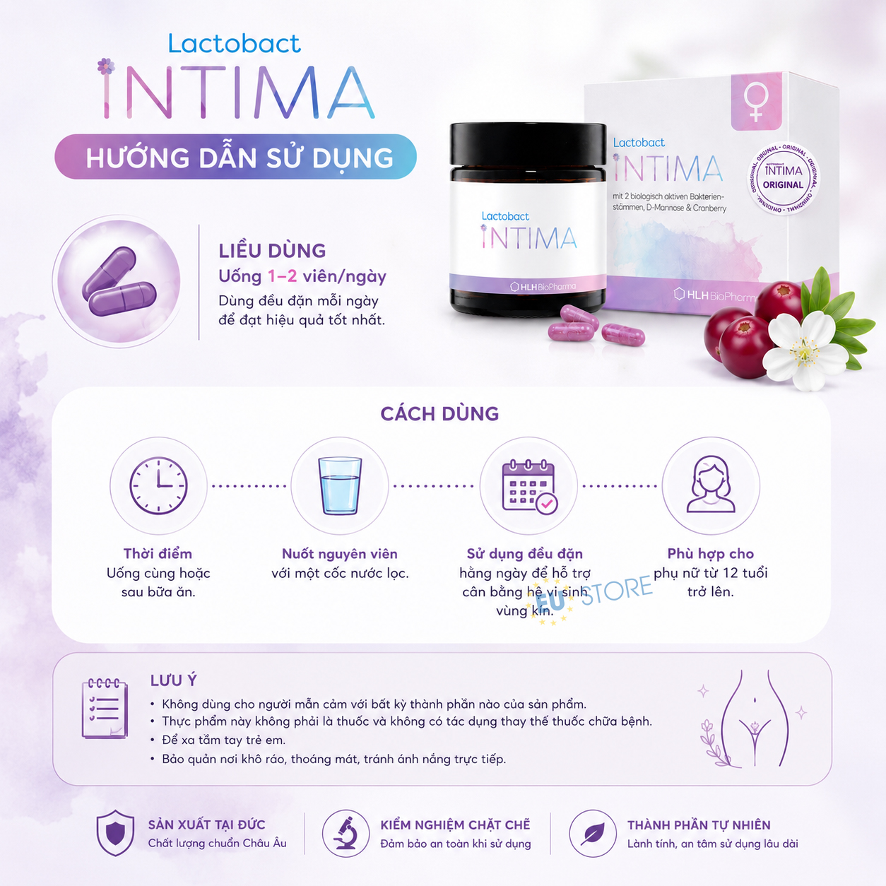 Cách sử dụng Lactobact Intima Đức - Men vi sinh vùng kín 3 trong 1 Cách sử dụng Lactobact Intima Đức - Men vi sinh vùng kín 3 trong 1