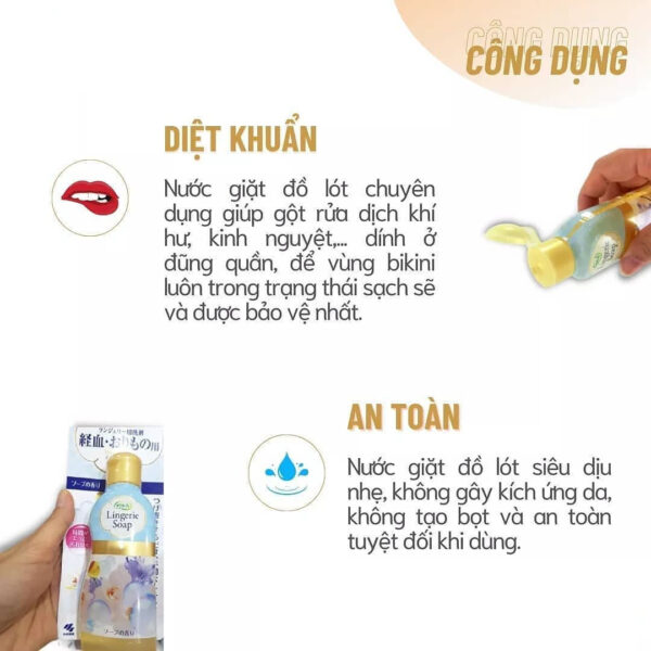 Công dụng của nước giặt đồ lót Lingerie Soap Kobayashi Nhật Bản 120ml | eustore.com.vn