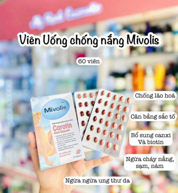 Viên uống chống nắng Mivolis Carotin Haut-Kapseln Đức 60 viên | eustore.com.vn