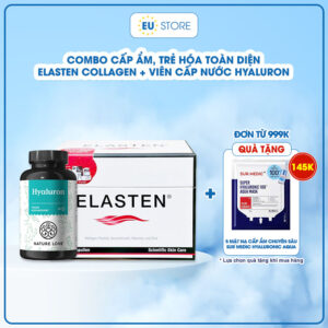 Combo cấp ẩm, trẻ hóa toàn diện Elasten Collagen + Viên uống cấp nước Hyaluron Đức | eustore.com.vn