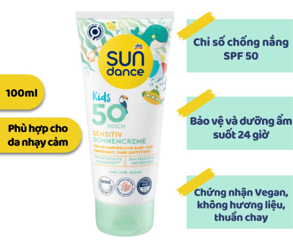 Kem chống nắng SUNDANCE Kids Sensitiv Sonnencreme SPF 50+ 100ml