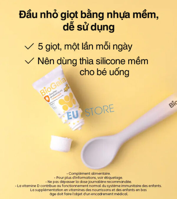Cách dùng Men vi sinh BioGaia Gouttes Probiotiques + Vitamine D 10ml cho bé sơ sinh | eustore.com.vn