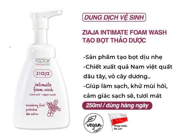 Ziaja Intimate Foam Wash Cranberry – Dạng bọt dịu nhẹ, khử mùi & bảo vệ vùng kín | eustore.com.vn