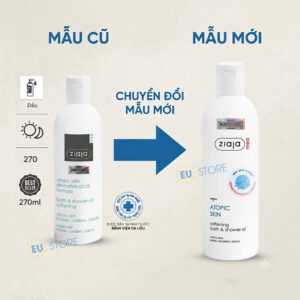 Dầu tắm Ziaja Med Atopic Skin Bath & Shower Oil 270ml mẫu mới - Dưỡng ẩm & làm dịu da cơ địa