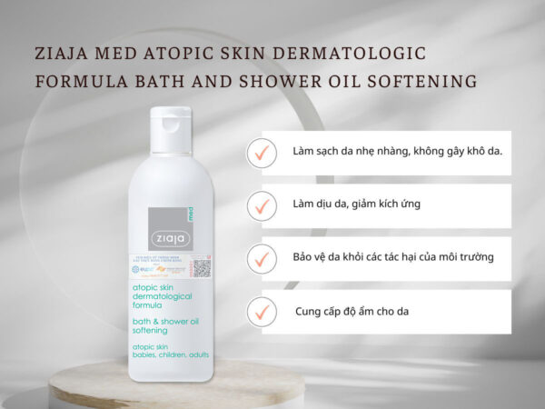 Ziaja Med Bath & Shower Oil – Dầu tắm dịu nhẹ phục hồi da cơ địa, nhạy cảm