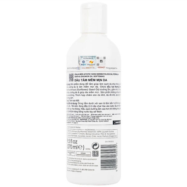 Ziaja Med Bath & Shower Oil – Dầu tắm dịu nhẹ phục hồi da cơ địa, nhạy cảm