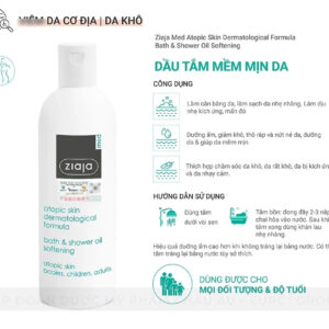 Ziaja Med Bath & Shower Oil – Dầu tắm dịu nhẹ phục hồi da cơ địa, nhạy cảm