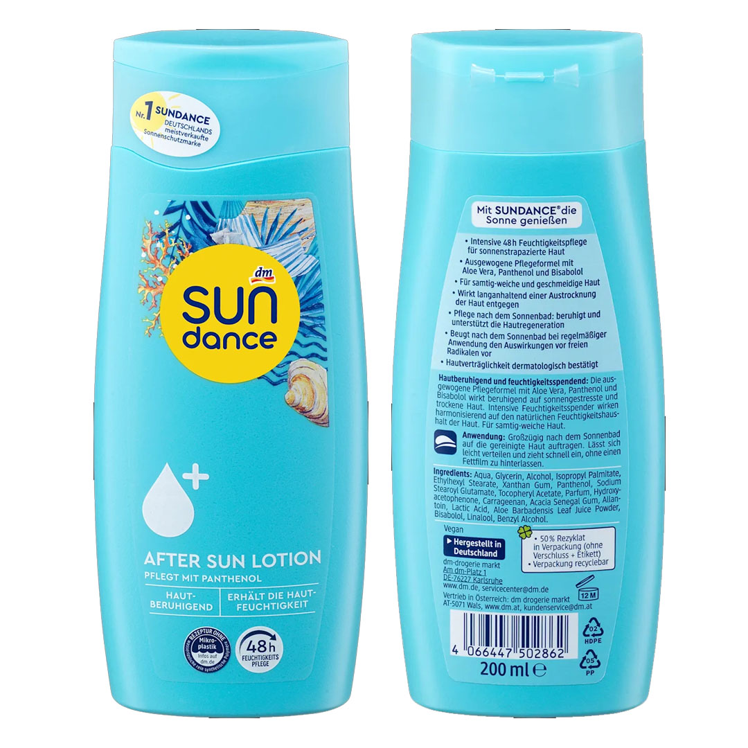 Sữa dưỡng thể sau nắng SUNDANCE After Sun Lotion 200ml – Làm dịu và dưỡng ẩm da suốt 48h | eustore.com.vn