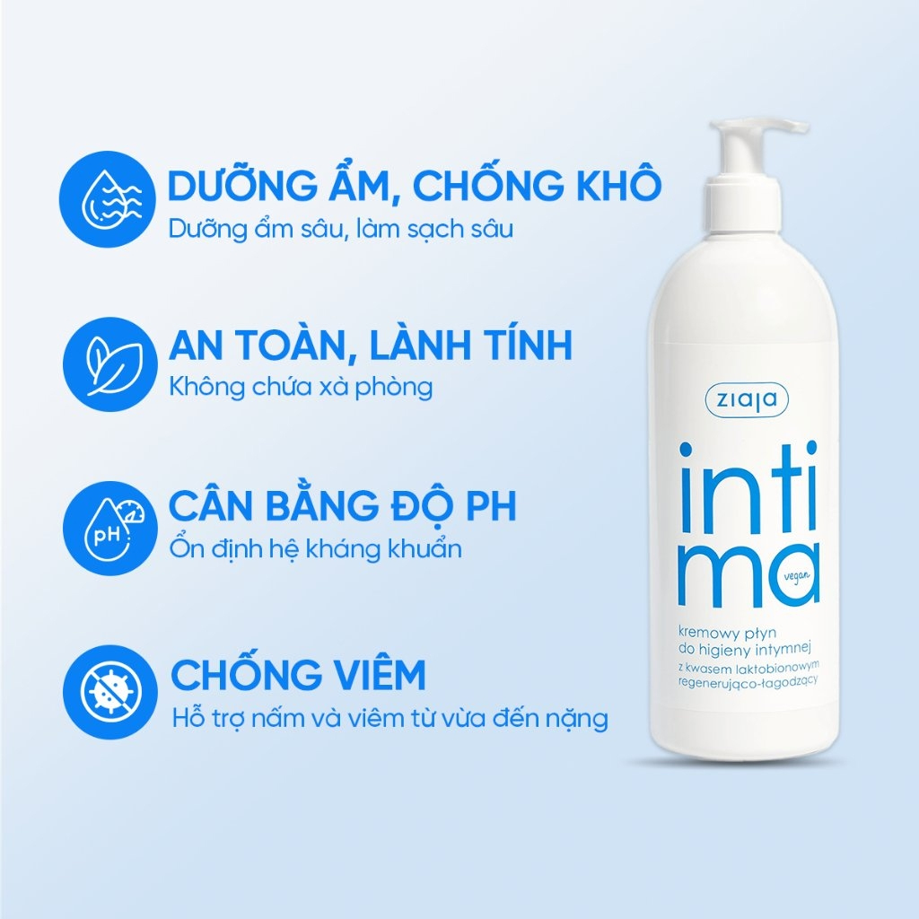 Dung dịch vệ sinh Intima Ziaja màu xanh nhạt: Tái tạo & Làm dịu vùng kín bị tổn thương | eustore.com.vn