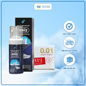 Combo bao cao su Sagami Original 0.01 & Dung dịch vệ sinh nam Oniiiz | eustore.com.vn