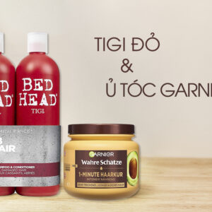 Combo Dưỡng ẩm , phục hồi tóc hư tổn, khô xơ - Dầu gội xả Tigi đỏ & Ủ tóc Garnier