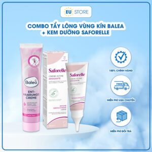 Combo tẩy lông vùng kín an toàn: Kem tẩy lông Balea Đức & Kem dưỡng Saforelle