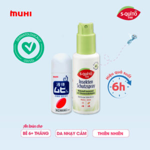 Combo Xịt Chống Muỗi S-quito & Lăn Muỗi Muhi – Phòng & Trị Muỗi Cắn Cho Bé Từ 6 Tháng | eustore.com.vn