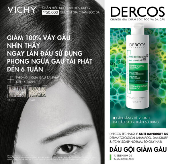 Dầu gội trị gàu Vichy Dercos Anti Dandruff xanh 200ml sạch gàu, giảm ngứa, làm dịu da dầu | eustore.com.vn