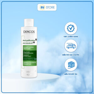 Dầu gội trị gàu Vichy Dercos Anti Dandruff xanh 200ml sạch gàu, giảm ngứa, làm dịu da dầu | eustore.com.vn