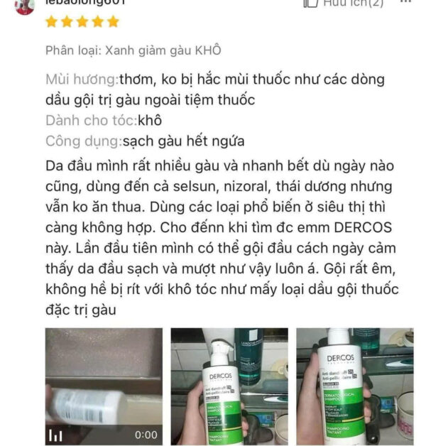Dầu gội trị gàu Vichy Dercos Anti Dandruff xanh có tốt không? | eustore.com.vn