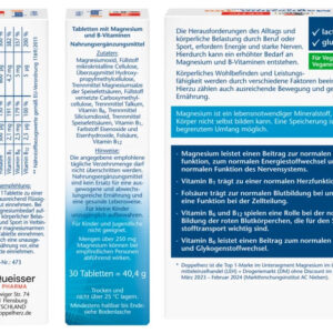 Doppelherz Magnesium 400 + B1 + B6 + B12 + Folic Acid – Giúp ngủ ngon, khỏe tim mạch | eustore.com.vn