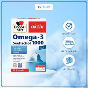 Doppelherz Omega-3 Seefischöl 1000 – Viên uống dầu cá biển hỗ trợ tim mạch khỏe mạnh, tốt cho não và trí nhớ | eustore.com.vn