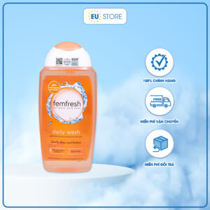 Dung dịch vệ sinh Femfresh Daily Wash cam 250ml - Dịu nhẹ, kháng khuẩn, dưỡng ẩm | eustore.com.vn