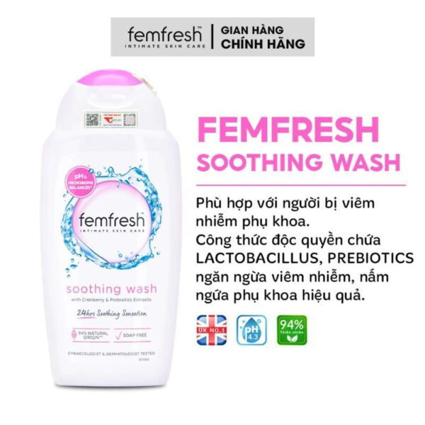 Dung dịch vệ sinh Femfresh màu hồng Soothing Wash - Giảm ngứa, dịu nhẹ 24h | eustore.com.vn