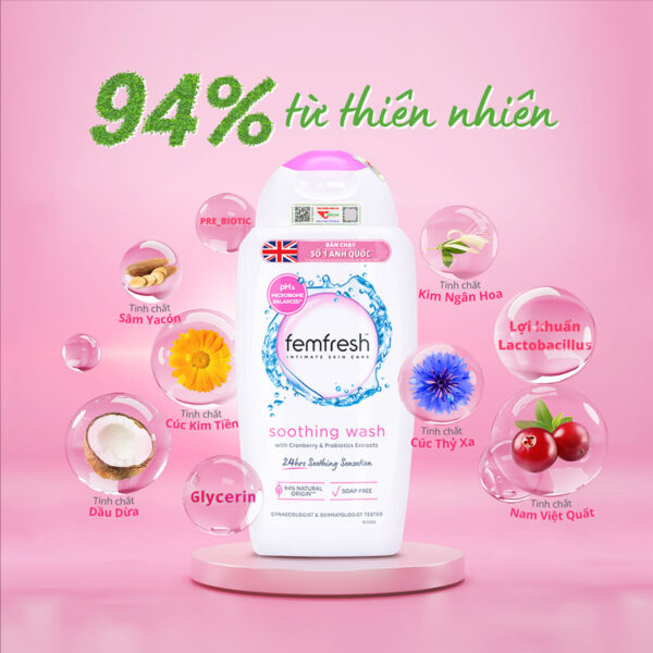 Dung dịch vệ sinh Femfresh màu hồng Soothing Wash - Giảm ngứa, dịu nhẹ 24h | eustore.com.vn