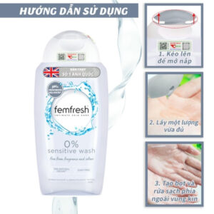 Hướng dẫn sử dụng Dung dịch vệ sinh Femfresh Sensitive Wash (Màu trắng) - Dịu nhẹ cho da nhạy cảm và dễ kích ứng | eustore.com.vn