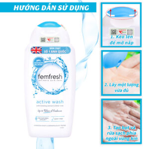 Hướng dẫn sử dụng dung dịch vệ sinh phụ nữ Femfresh Active Wash màu xanh 250ml - Tươi mát 12h, năng động cả ngày | eustore.com.vn