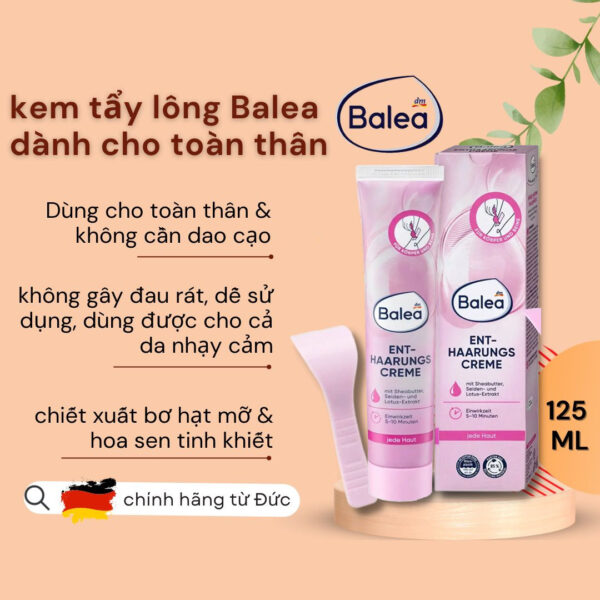 Kem tẩy lông Balea Enthaarungs Creme Đức 125ml - Tẩy lông tay, chân, nách và vùng kín an toàn, hiệu quả | eustore.com.vn