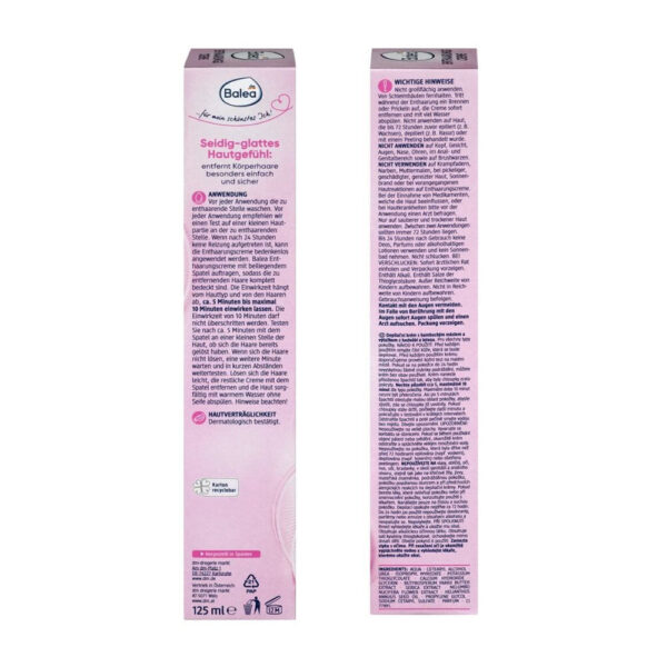 Kem tẩy lông Balea Enthaarungs Creme Đức 125ml - Tẩy lông tay, chân, nách và vùng kín an toàn, hiệu quả | eustore.com.vn