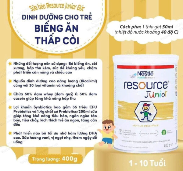Sữa Resource Junior Đức 400g – Hỗ trợ tăng cân & tiêu hóa tốt cho bé từ 1-10 tuổi | eustore.com.vn