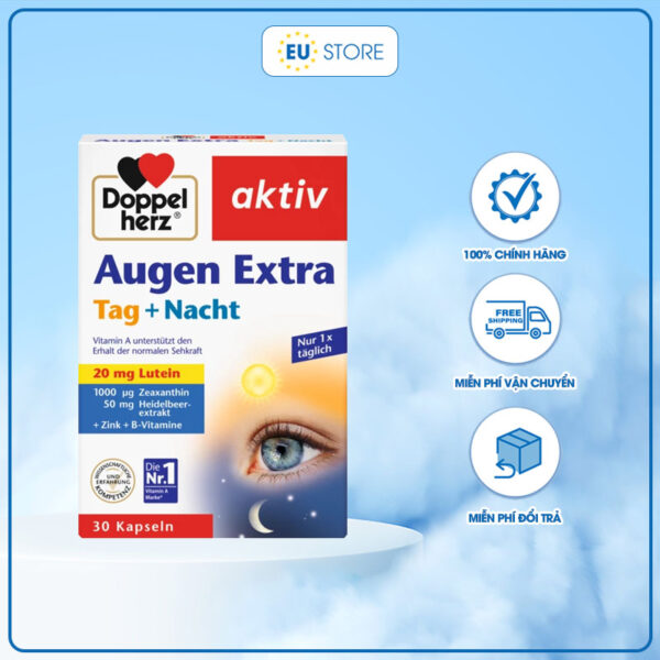 Viên uống bổ mắt Doppelherz Augen Extra Tag + Nacht – Bảo vệ mắt khỏe mạnh cả ngày và đêm | eustore.com.vn