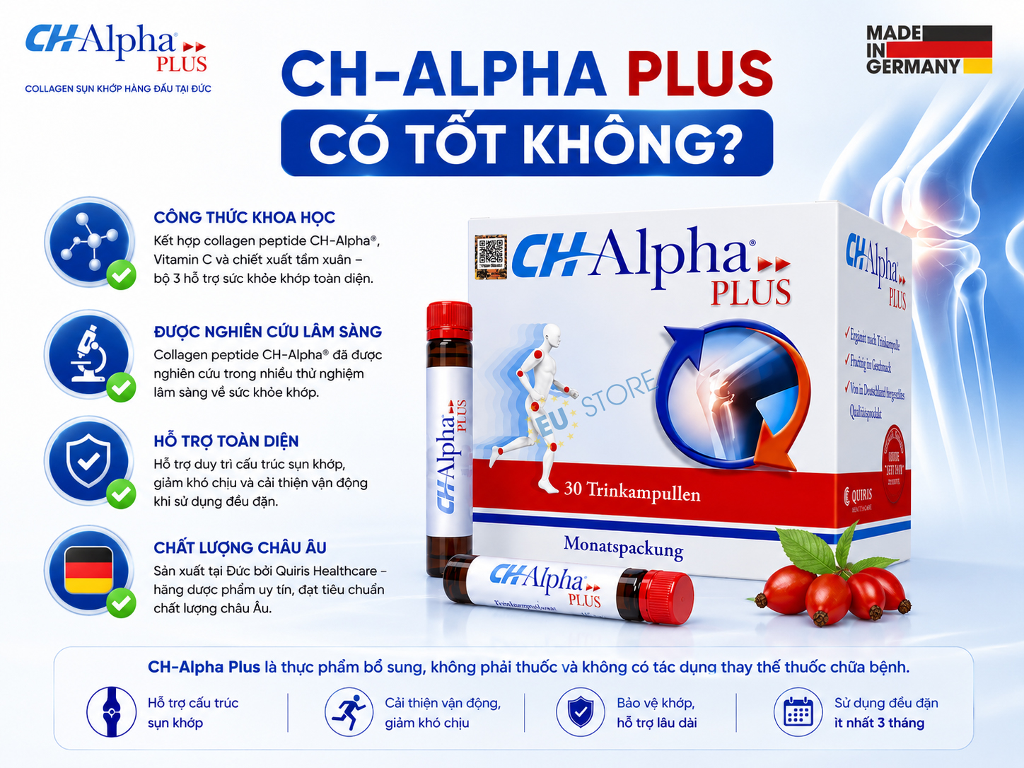 Collagen sụn khớp CH-Alpha Plus Đức 30 ống có tốt không? Collagen sụn khớp CH-Alpha Plus Đức 30 ống có tốt không?