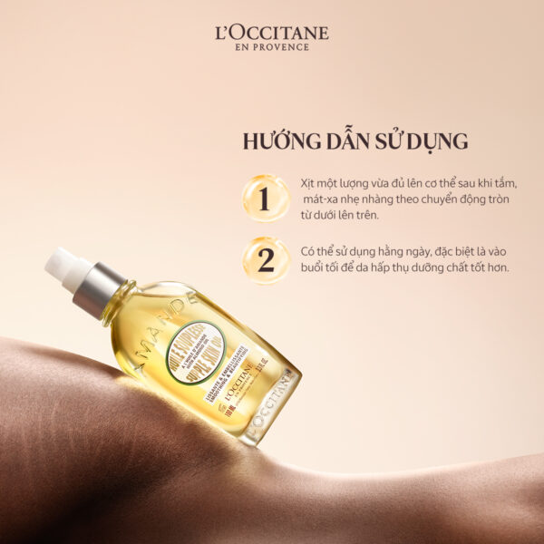 Hướng dẫn sử dụng dầu dưỡng thể hạnh nhân L’Occitane Almond Supple Skin Oil 100ml | eustore.com.vn