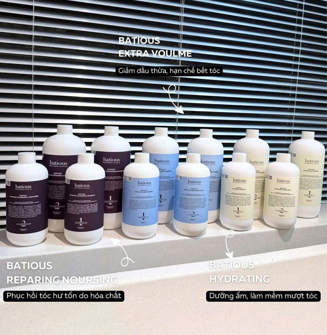 Cặp dầu gội xả Batious 3 màu xanh - trắng - tím | eustore.com.vn