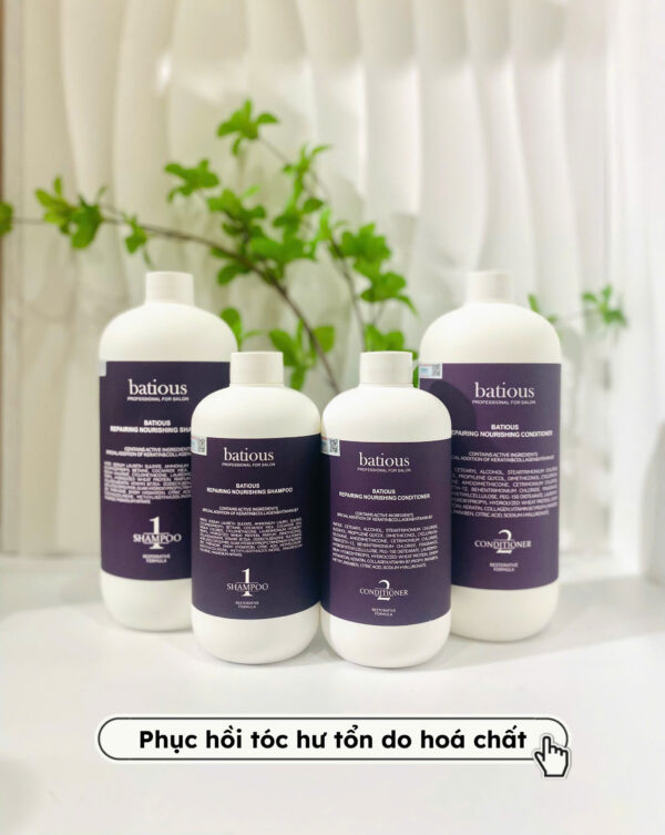 Dầu gội xả Batious tím 500ml & 960ml - Phục hồi tóc hư tổn đa tầng, dưỡng tóc mềm mượt | eustore.com.vn