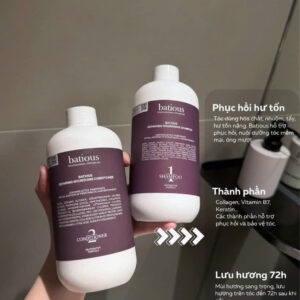 Dầu gội xả Batious tím 960ml - Phục hồi tóc hư tổn đa tầng, dưỡng tóc mềm mượt | eustore.com.vn