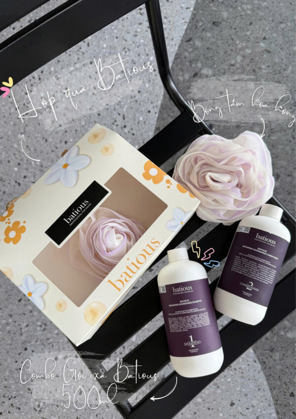 Dầu gội xả Batious tím 960ml - Phục hồi tóc hư tổn đa tầng, dưỡng tóc mềm mượt | eustore.com.vn