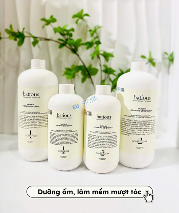 Dầu gội xả Batious trắng 500ml & 960ml - Dưỡng ẩm sâu cho tóc khô xơ, chẻ ngọn | eustore.com.vn