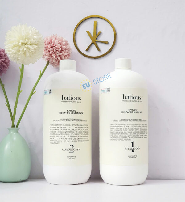 Dầu gội xả Batious trắng 960ml- Dưỡng ẩm sâu cho tóc khô xơ, chẻ ngọn | eustore.com.vn