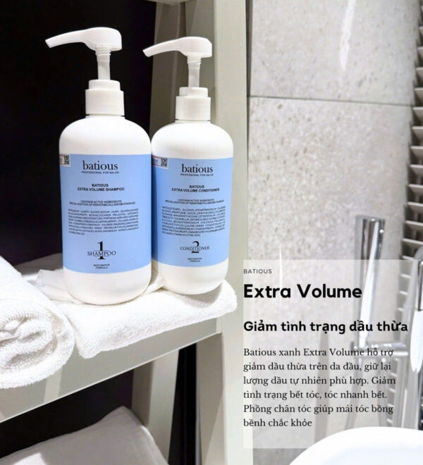 Dầu gội xả Batious xanh 500ml cho tóc dầu - Kiểm soát dầu thừa, tăng phồng cho tóc | eustore.com.vn