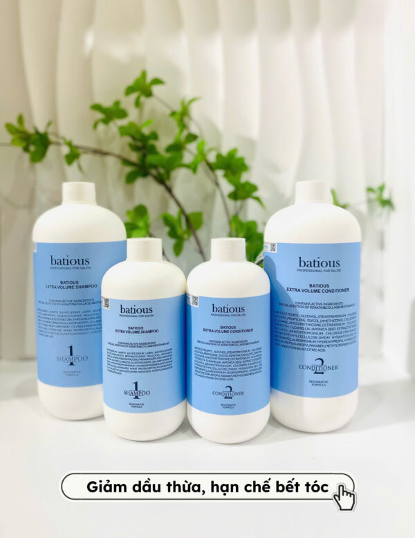 Dầu gội xả Batious xanh 960ml cho tóc dầu - Kiểm soát dầu thừa, tăng phồng cho tóc | eustore.com.vn