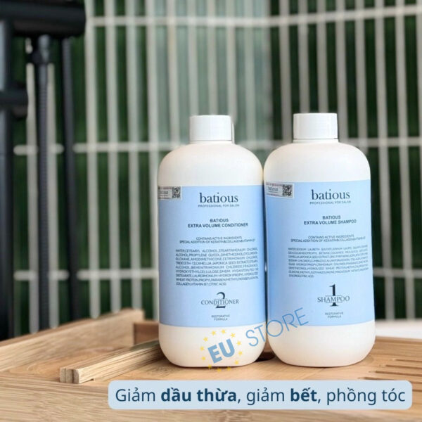 Dầu gội xả Batious xanh 960ml cho tóc dầu - Kiểm soát dầu thừa, tăng phồng cho tóc | eustore.com.vn